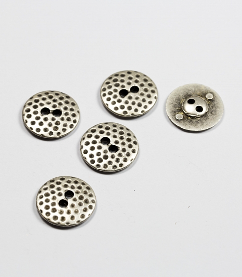 2 Hole Black Spotted Metal Button Size 24L x10 - Click Image to Close